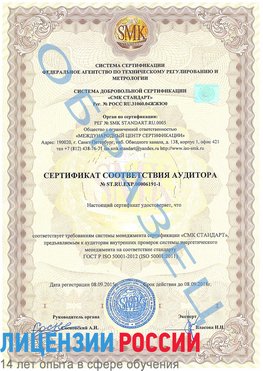 Образец сертификата соответствия аудитора №ST.RU.EXP.00006191-1 Новый Оскол Сертификат ISO 50001