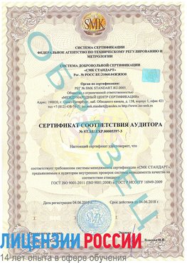 Образец сертификата соответствия аудитора №ST.RU.EXP.00005397-3 Новый Оскол Сертификат ISO/TS 16949