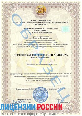 Образец сертификата соответствия аудитора №ST.RU.EXP.00006191-3 Новый Оскол Сертификат ISO 50001