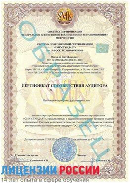Образец сертификата соответствия аудитора Новый Оскол Сертификат ISO 13485
